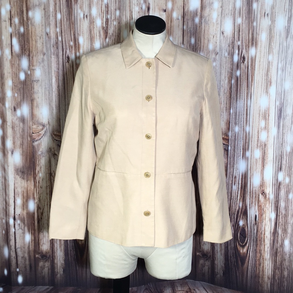 Caslon Tan Silk Jacket Blazer 8 Petite